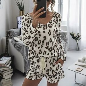 Shein Leopard Print Pajamas Lounge Set Small